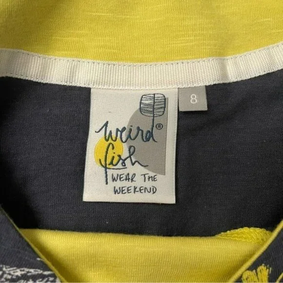 Weird Fish Navy Blue Dragonfly Organic Cotton Jersey Dress US S - Picture 6 of 7